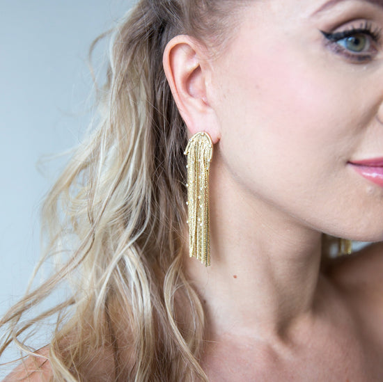 Crystal Gold Chandelier Earrings